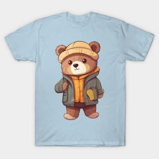 A cute teddy bear wearing street fashion T-Shirt